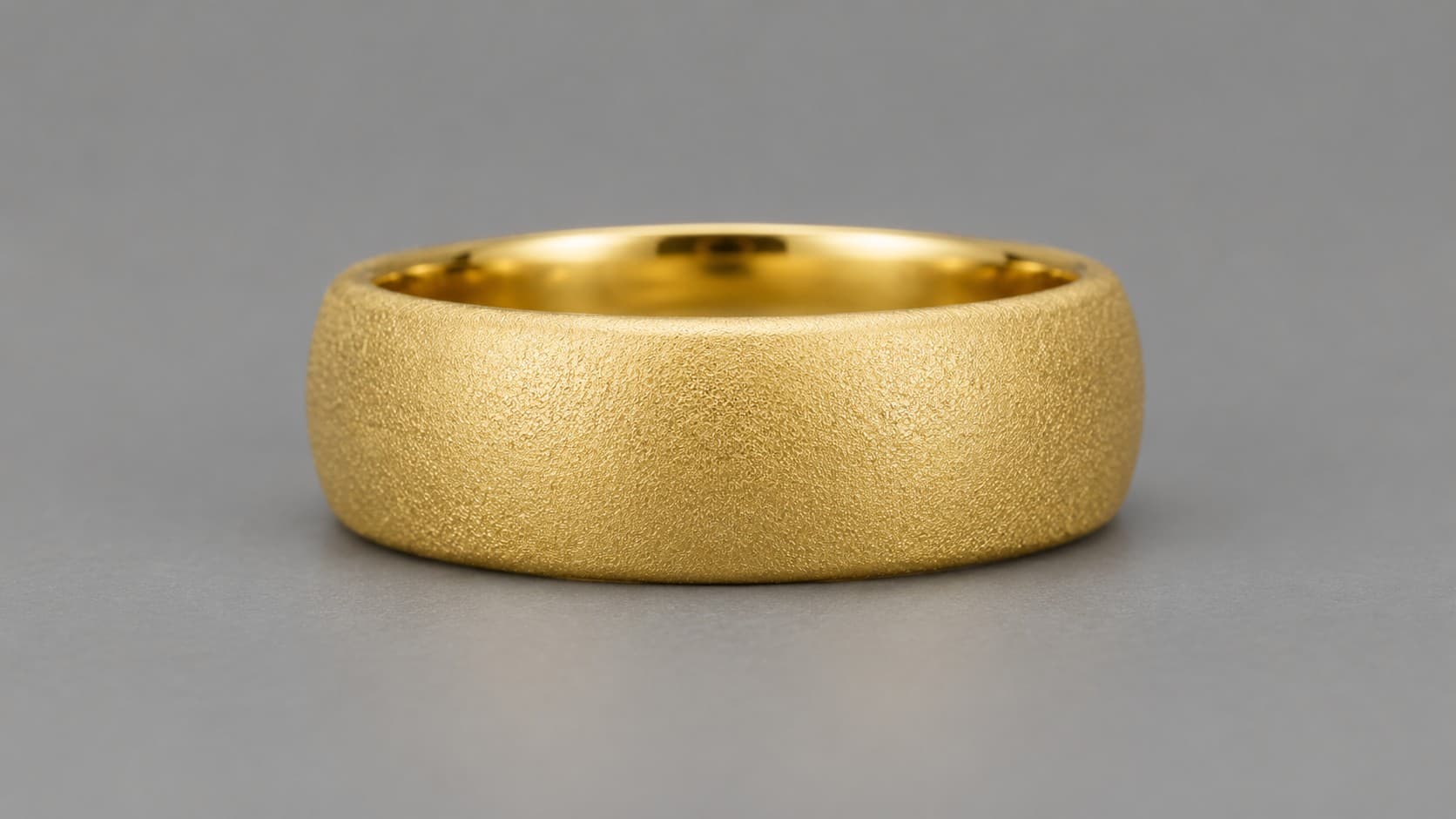 Gold ring with a frosted sandblasted finish