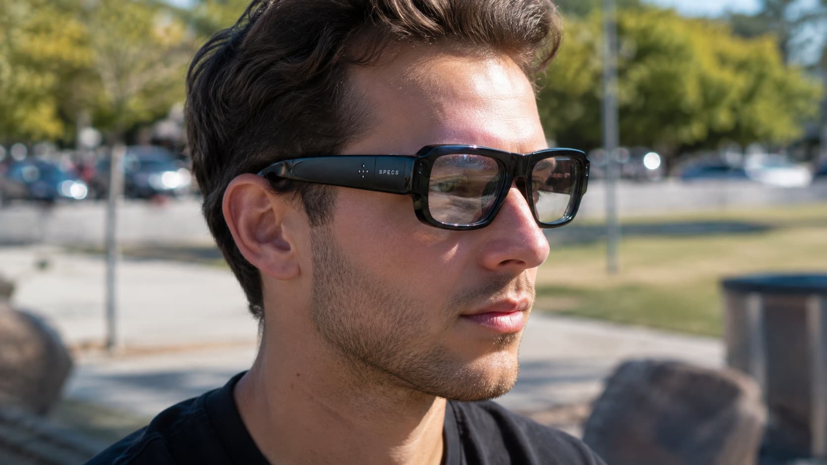 Snap Specs AR glasses with visible SPECS branding on the temple