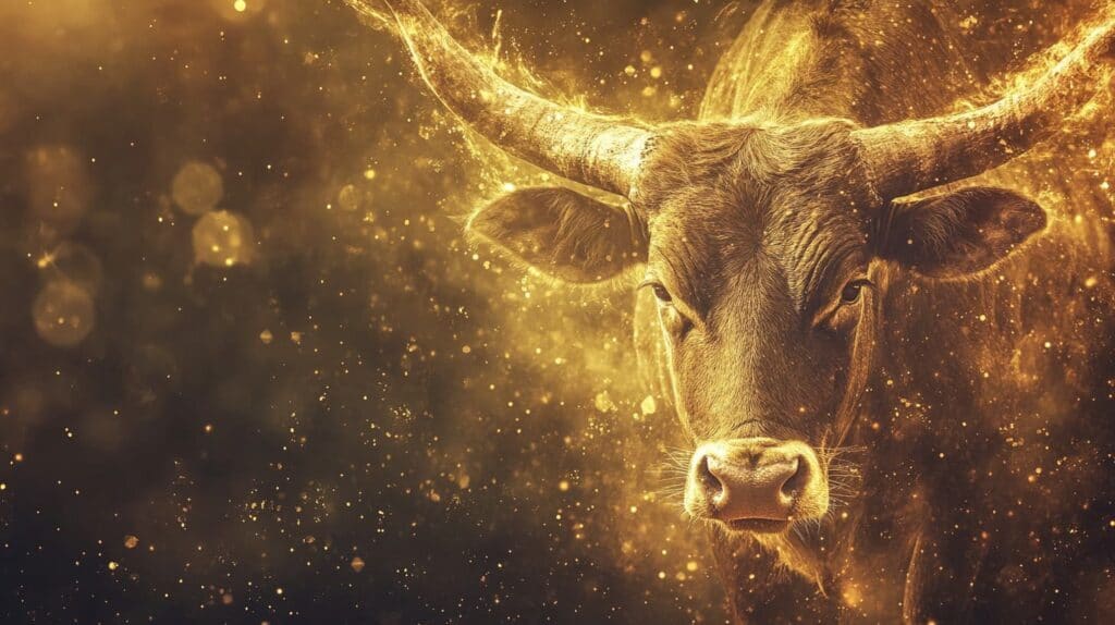 Artistic illustration of a bull symbolizing the Taurus zodiac sign, representing strength and determination.