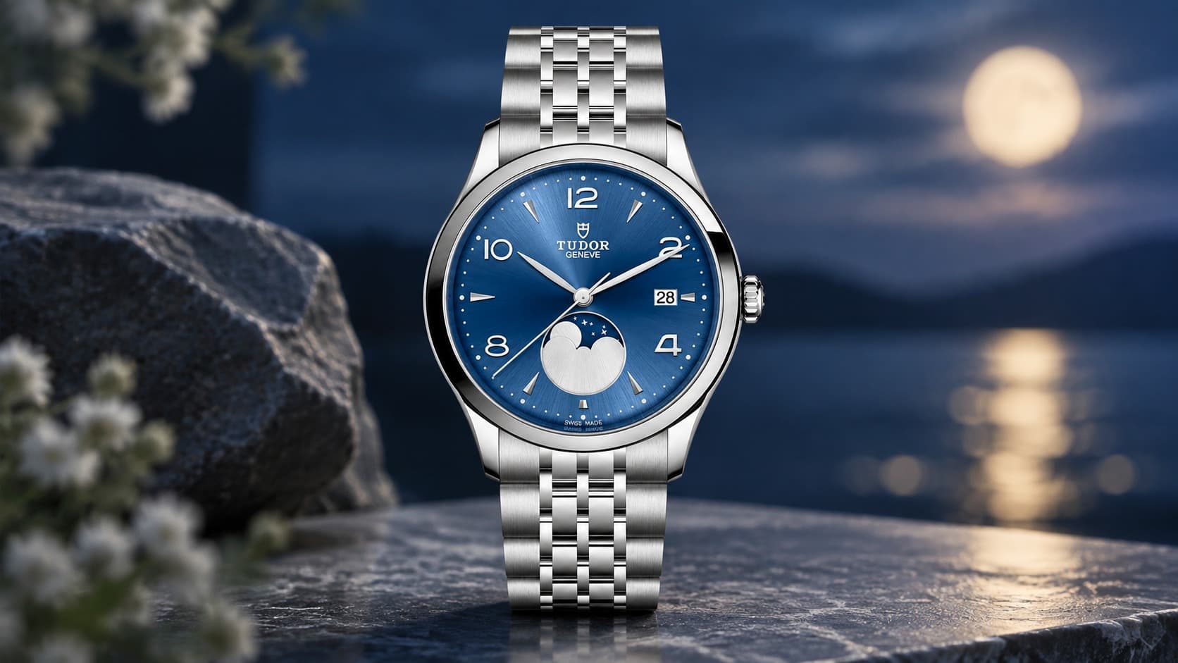 Tudor 1926 with a blue dial and moonphase display