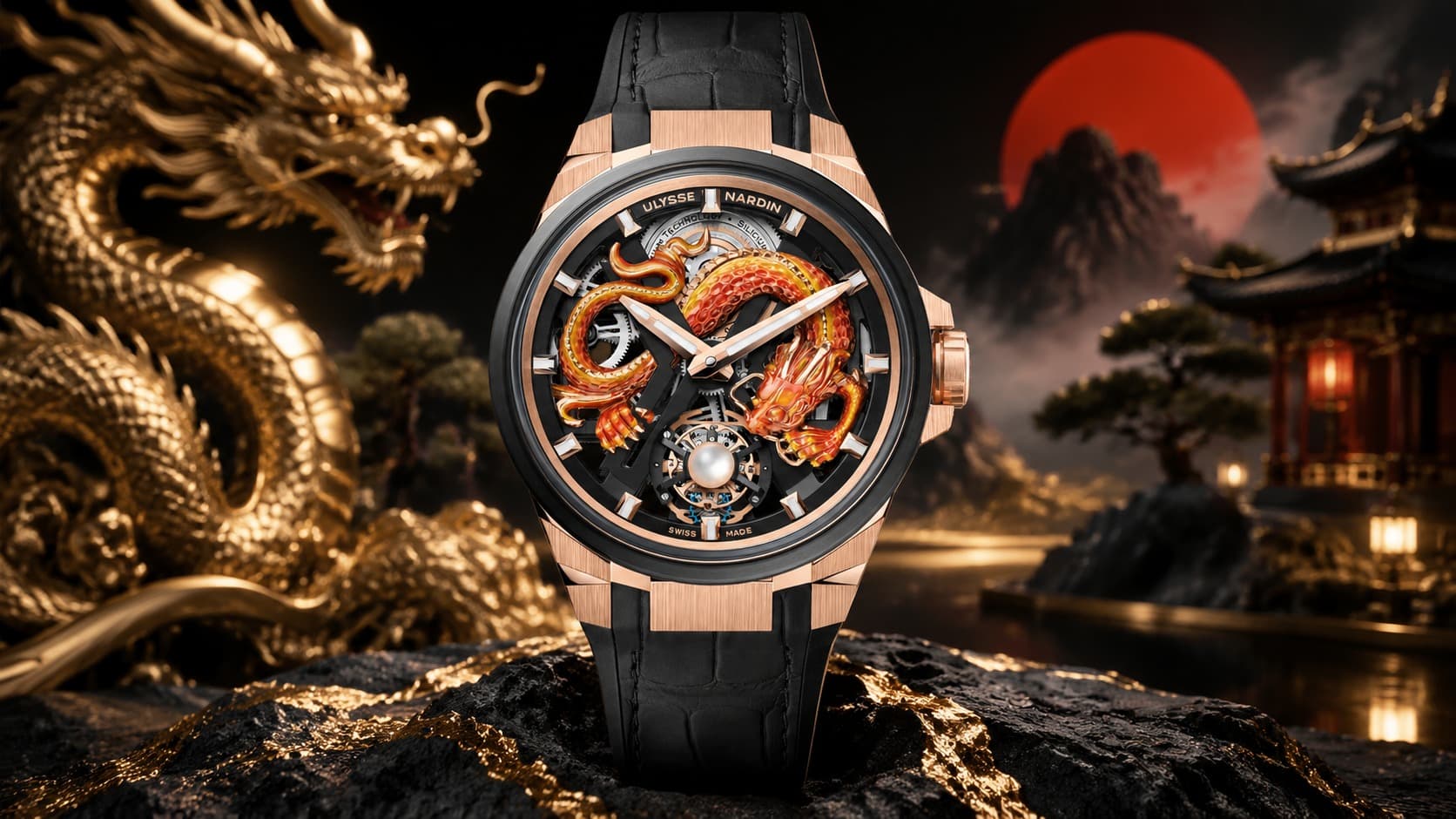 Ulysse Nardin Blast Tourbillon Dragon skeleton watch with flying tourbillon