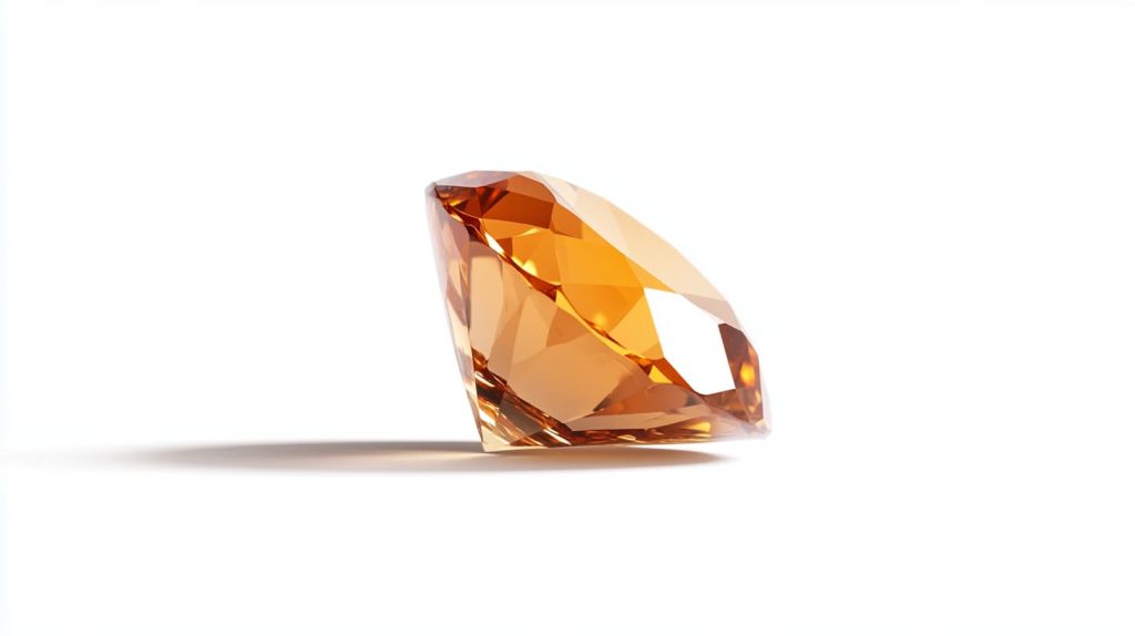 A faceted citrine gemstone in a rich golden-orange hue, highlighting its elegance as a November birthstone option.