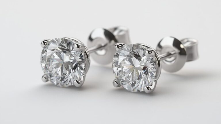 Classic diamond stud earrings set in platinum with a brilliant-cut design