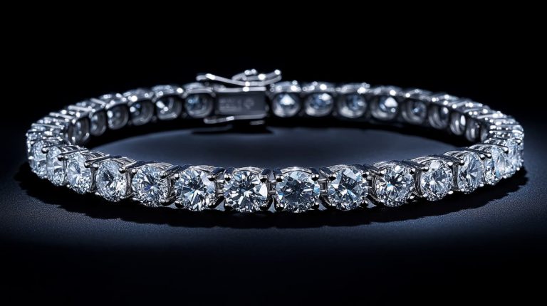 Elegant diamond tennis bracelet with a platinum setting, showcasing a timeless design and investment-grade craftsmanship.