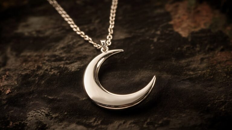 Gold crescent moon pendant necklace in a minimalist design, symbolizing simplicity and personal growth.