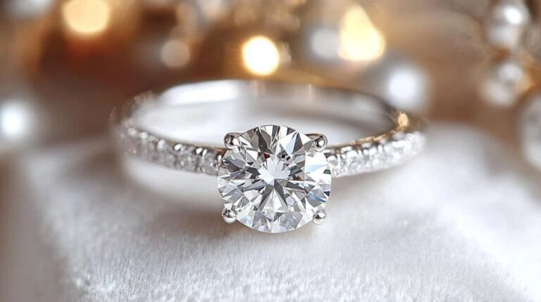 Solitaire diamond engagement ring with a round brilliant-cut diamond set in white gold, symbolizing timeless elegance in fine jewelry.