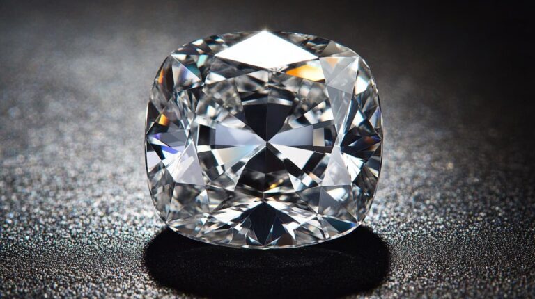 Close-up view of a brilliant cubic zirconia stone, showcasing diamond-like clarity and sparkling facets.