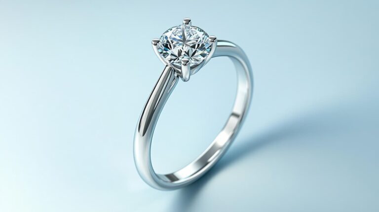 A solitaire engagement ring with an illusion setting, designed to maximize the visual size of the diamond with intricate metal craftsmanship.