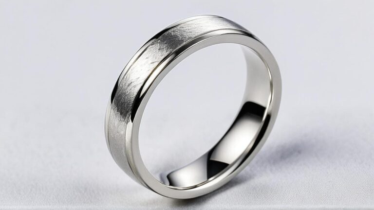 Sterling silver ring with brushed and polished finish, showcasing real silver texture