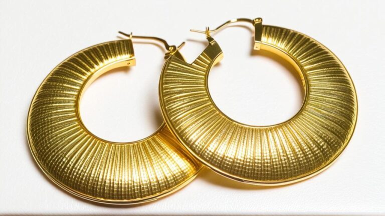 Oversized textured gold hoop earrings showcasing the bold geometric style popular in 1970s fashion