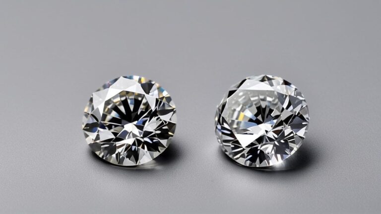 Two round cut diamonds displaying light refraction patterns used in authenticity assessment