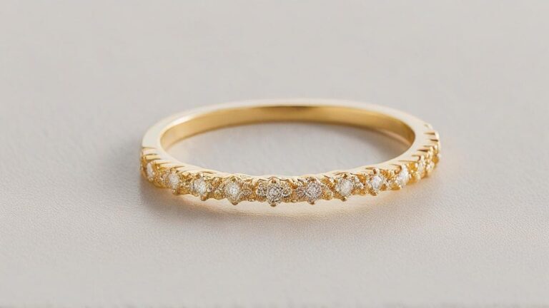 Delicate gold dainty ring with small pave diamonds, ideal for stacking