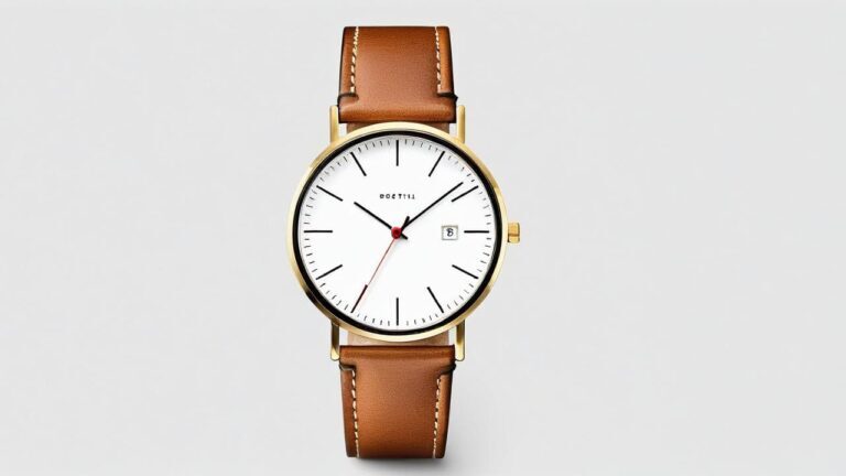 Gold watch with brown leather strap displaying timing accuracy problems when running too fast or slow