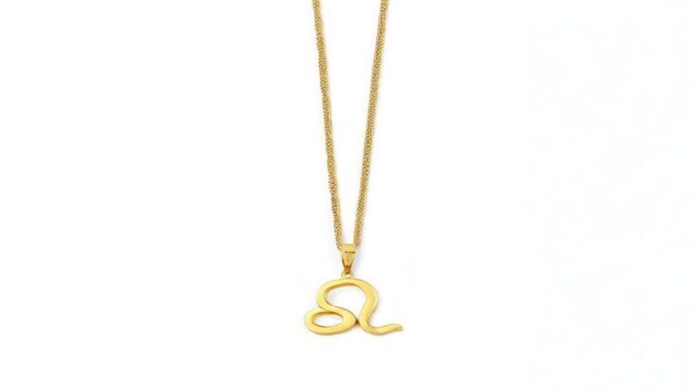 Minimalist gold Leo zodiac symbol pendant on a delicate gold chain necklace