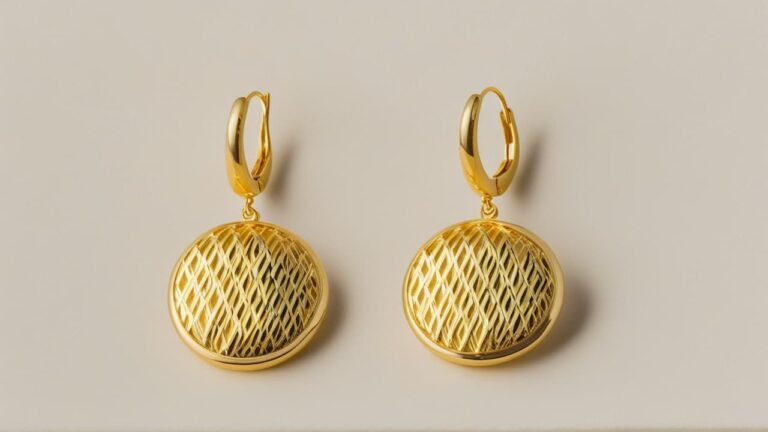Gold plated drop earrings with intricate pattern showing electroplated jewelry craftsmanship and finish