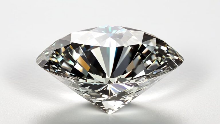 Round brilliant cut diamond showing perfect faceting and clarity for scratch test authentication and hardness evaluation