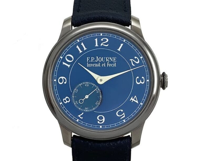 F.P. Journe Chronometre Bleu in tantalum case featuring distinctive blue chrome dial with cream hands and small seconds subdial